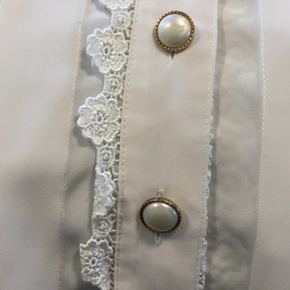 Vintage 80s - 90s Blouse with Lace Detail - Picture 6 of 7